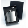 6 Oz. Stainless Steel Rimless Flask w/ Silver Funnel in Black Gift Box